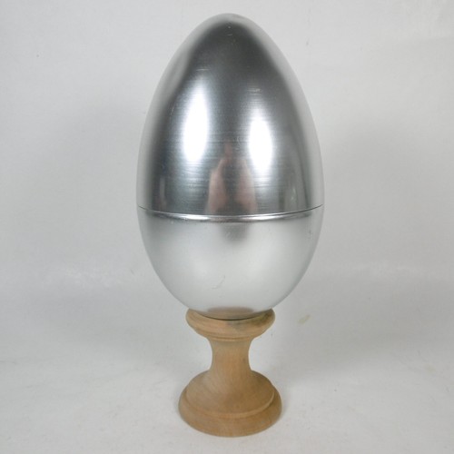 T832 SCHMUCKKÄSTCHEN SCHMUCKKÄSTCHEN EIFORM EIER ALUMINIUM UND HOLZ VINTAGE - Bild 2 von 8
