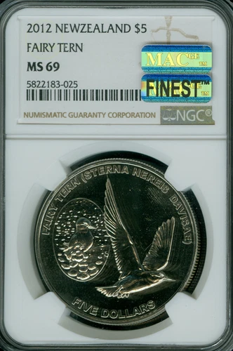2012 NEW ZEALAND $5 DOLLAR FAIRY TERN NGC MS69 FINEST MAC SPOTLESS 2000 MINTED .
