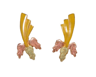Black Hills Gold 10k Landstrom s Three Leaf Stud Earrings