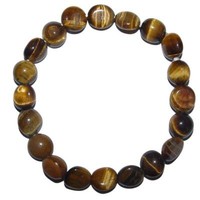 Tigerauge Braun Armband Aus Polierten Kleinen Edelsteinen Elastisch