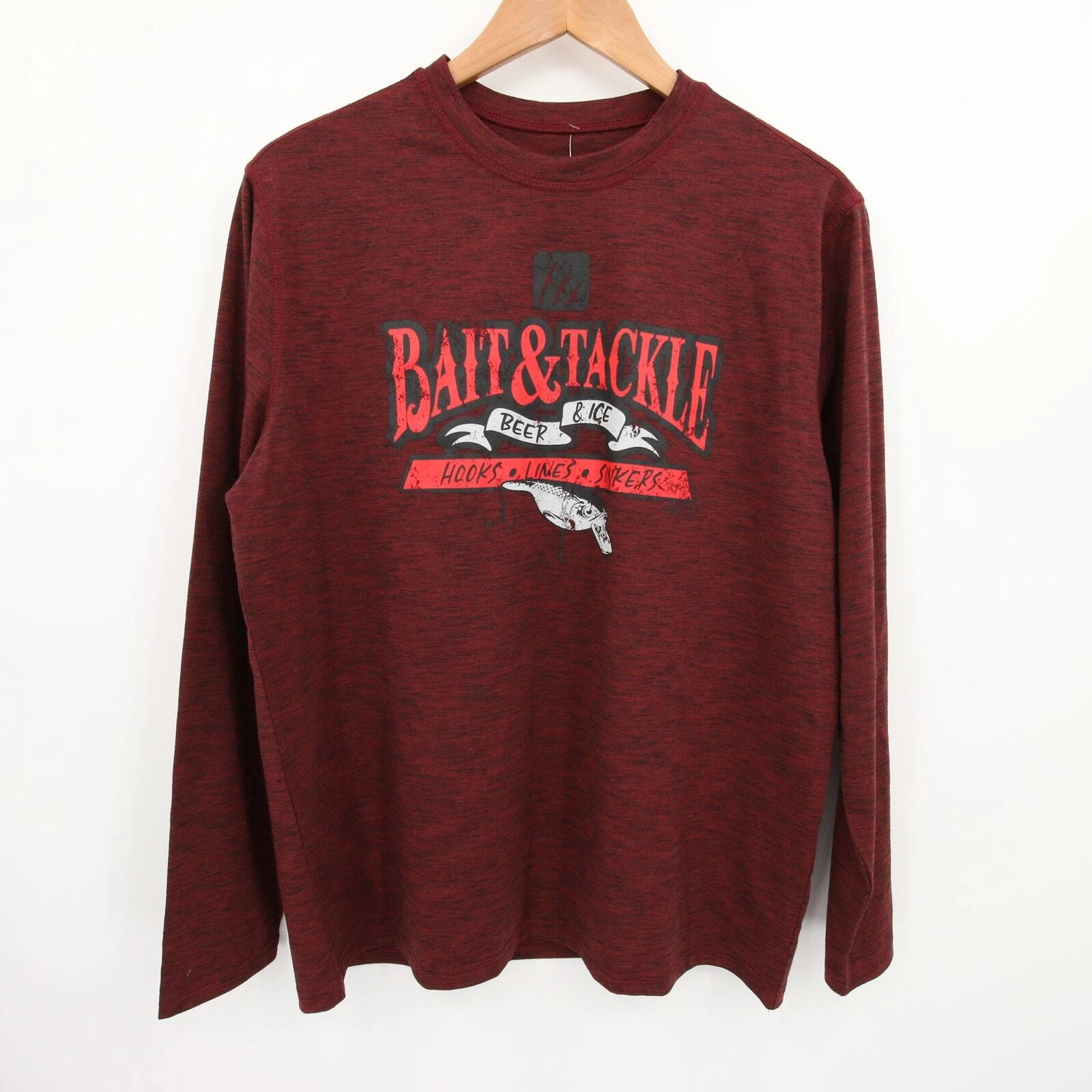 Fintech Shirt Red Long Sleeve Graphic Tee Coastal Performance Quick Dry UPF S