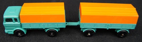 MATCHBOX Lesney #1 & 2 MERCEDES TRUCK & TRAILER Green/Orange ENGLAND