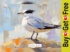 Bold Seabird in Impasto, Oil Painting Print 5"x7" on Matte Paper