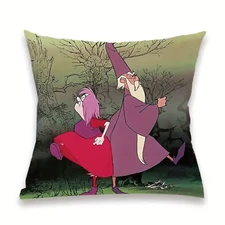 NEW Wizards Duel Sword In the Stone Merlin Mad Madame Mim 18x18 Throw Pillow Inc