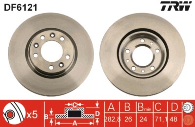 2 x TRW DF6121 Bremsscheibe für CITROËN,PEUGEOT