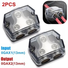 2PC Car Audio Amp Power Ground Distributor 2-Way Distribution Block Gauge In Out