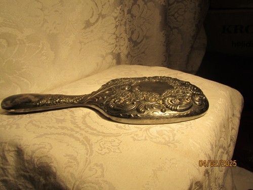 Vintage viktorianisches Zeitalter Silber Teller Beleved Floral Design Handspiegel - Bild 2 von 7