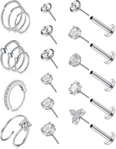 Cartilage Earring Flat Back Earrings for Women Conch Forward Helix Piercing Jewe