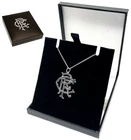 RANGERS FC STERLING SILVER LARGE CREST PENDANT & CHAIN NECKLACE RFC GIFT BOX