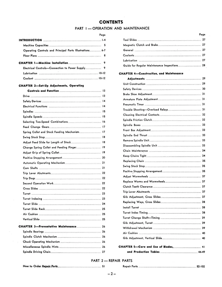 Brown & Sharpe #2 Automatic Screw Machine Operation, Repair & Parts Manual *368 - Image 2 of 4