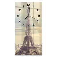 Moderne Wanduhr Aus GehäRtetem Glas Eiffelturm Paris Schwarze Zeiger 30X60 Cm