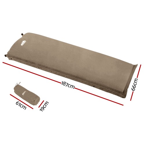 Weisshorn Self Inflating Mattress Camping Sleeping Mat Air Bed Single Coffee - Picture 2 of 8