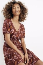 Madewell Ruffle-Wrap Dress in Windowbox Floral Butterfly Size 4 Style L3292