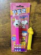 Vtg PEZ Snoopy & The Peanuts Gang Pink Hungary & Woodstock Bundle Lot W Feet