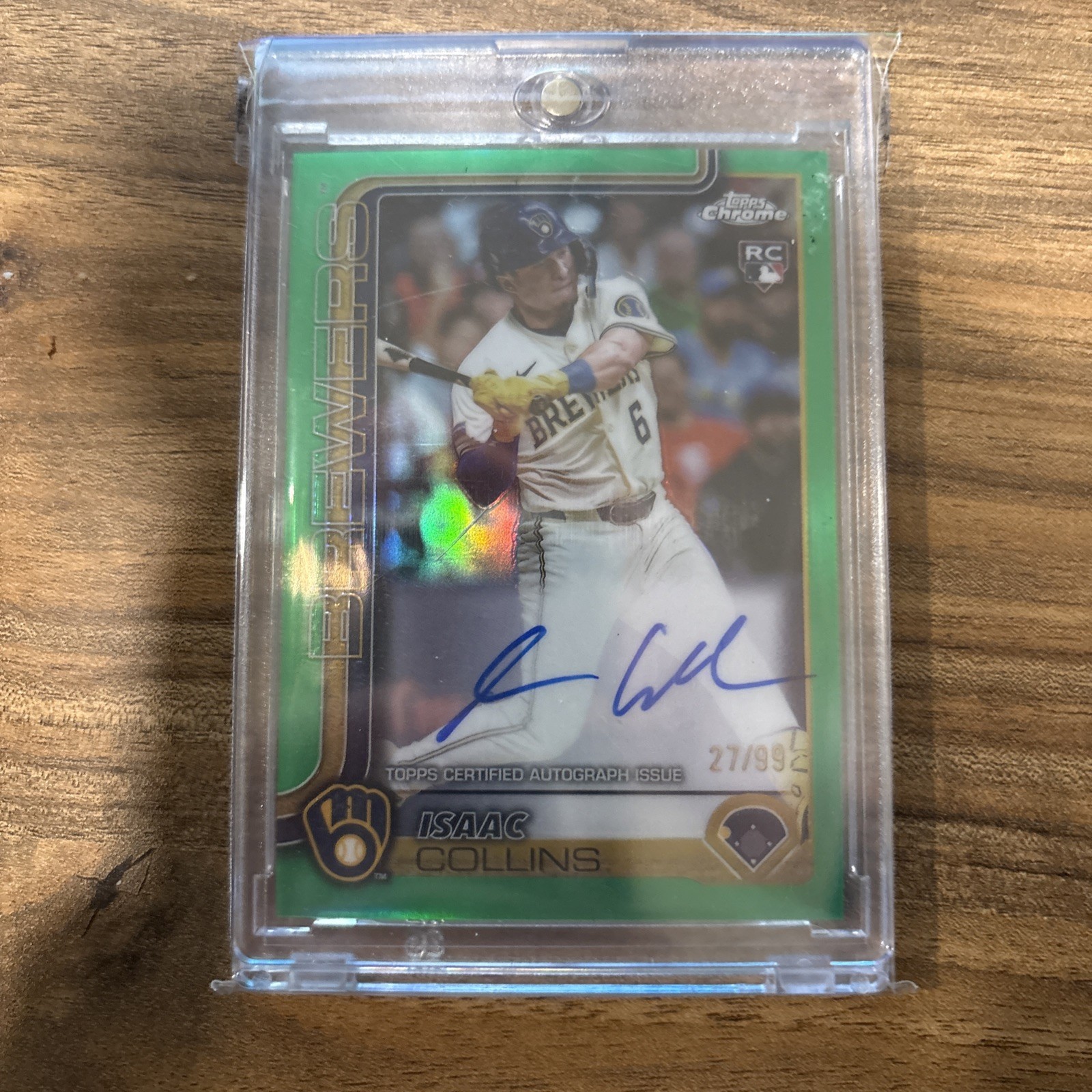 2025 Topps Chrome Green Refractor Isaac Collins Auto /99 #RA-IC Rookie RC