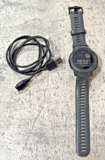 Used Garmin Instinct 2 Rugged GPS Smartwatch Black w/ USB Charging Cord Charger
