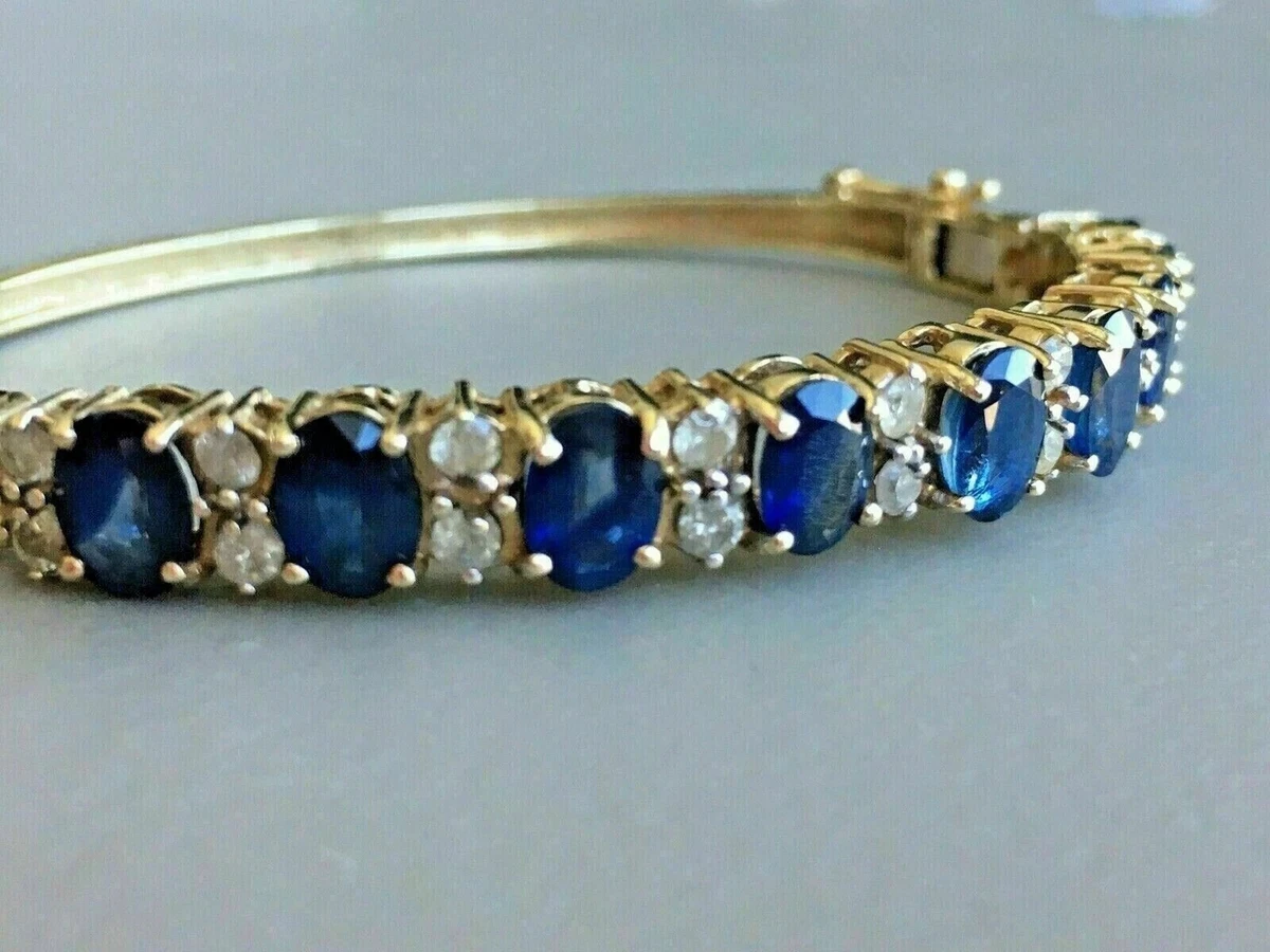 4Ct Oval Cut Sapphire Lab Created Women's Bangle Bracelet 14K Yellow Gold Plated