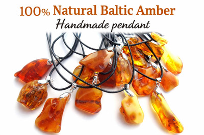 Lot of 10 different  polished Baltic amber amulet  pendant