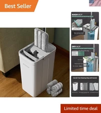 2-Tank Mop and Bucket Set with 4 Reusable Microfiber Pads, 60” Extensible Handle