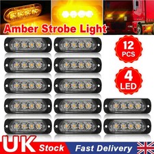 12x 4 LED Amber Recovery Strobe Marker Light Flashing Light Bar Beacon Car 12V