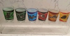 TOT Glasses Boxed set of 5 Australia themed tot glasses - + 1 damaged