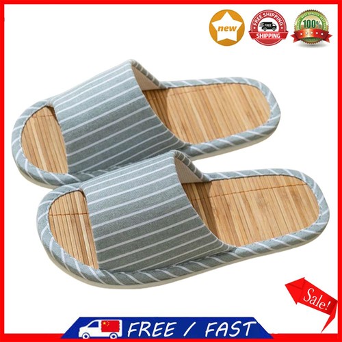 Bamboo House Slippers Comfortable Open Toe Slippers for Men Women (Green 40-41)