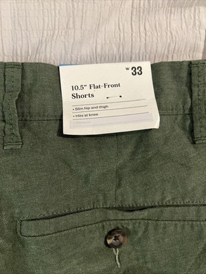 Goodfellow & Co Men's 10.5  Linden Flat Front Chino Shorts -  Green SZ 33