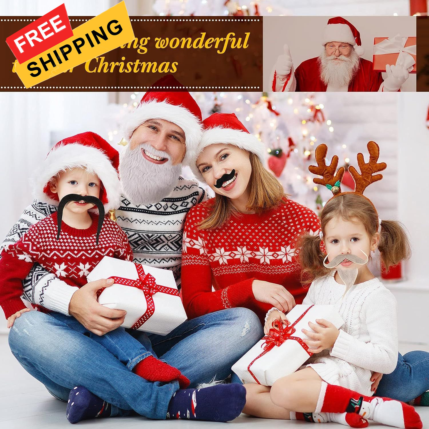 Syhood 32 Pcs Fake Mustaches Halloween Self Adhesive Beard Moustache... 