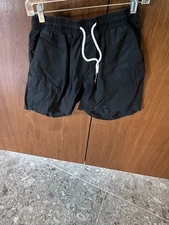 Oas Men's Linen/Cotton Blend Black Shorts With Front Pockets  Size Small