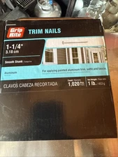 (1 LB BOX) 1 1/4" Aluminum BROWN Trim Nails Grip Rite