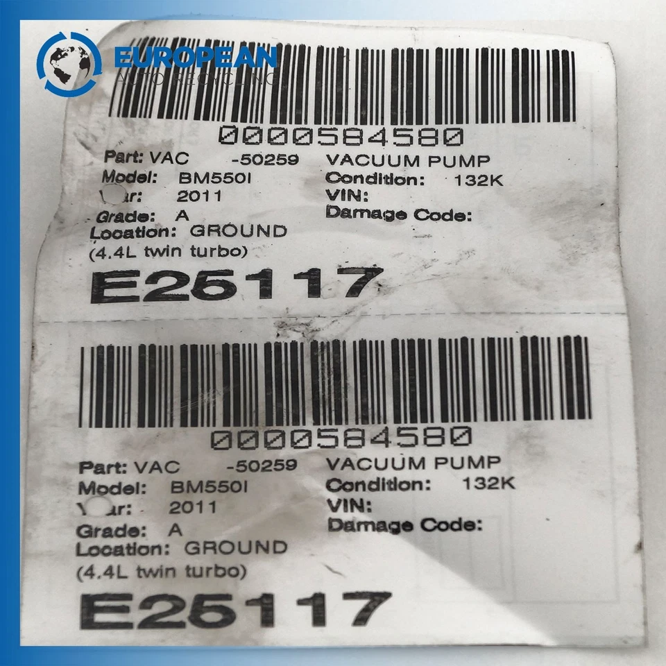 2011-2016 BMW 550I Vacuum Pump - OEM (4.4L twin turbo) 11667566291 - Image 3 of 3