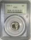 1939 S Mercury Dime 10c PCGS MS65 ‼️IN OLD GREEN HOLDER /OGH & STRONG STRIKE‼️