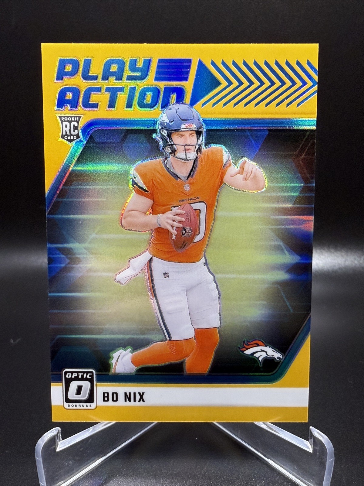 2024 PANINI DONRUSS OPTIC #6 BO NIX PLAY ACTION GOLD 09/10 RC Rookie Broncos