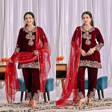 New Launching Maroon Viscose Velvet Salwar Kameez With Net Dupatta For Women