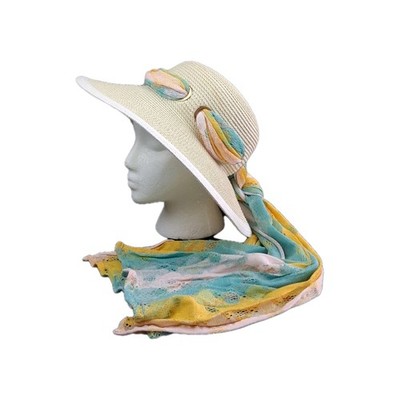 Missoni Orange Label Italy Wide-Brim Sun Hat Scarf Sash Resort Designer Packable
