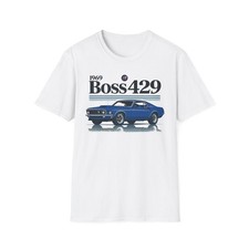 1969 Mustang Boss 429 Shirt Rare Blue Ford Muscle Car Classic Tee