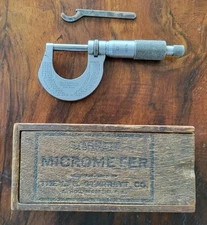 Starrett No. 230 Outside Micrometer 0-1" w/Ratchet Stop, Locking, Wrench & Box