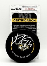 Juuse Saros signed Nashville Predators Official Game Puck autographed Preds JSA