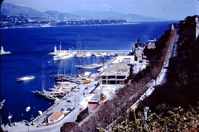 1950s Monaco Harbor Prince Rainier's Yacht  Red Border Kodachrome Slide CO-I