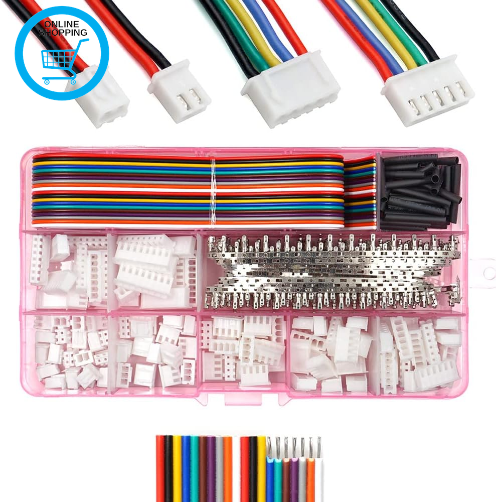 XH 2.54Mm Connectors Pin Header and Ribbon Cables Wires Kit Compatible with JST-