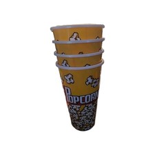 Lot 4 Large Popcorn Buckets/Cups/Containers 7" tall with 4.5" Diameter NEW
