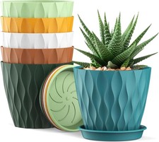 4 Inch Plant Pots With Drainage Holes Saucers Plastic Planters For Houseplants