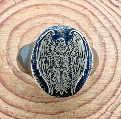 Legio  SPQR Eagle seal ring Roman Style Handmade Bronze Antique Look