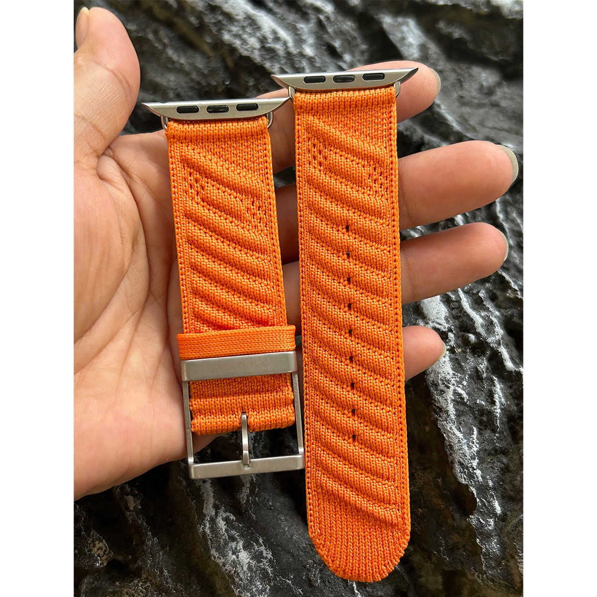 エルメス オレンジナイロンストラップ 49mm Nylon Watch Band Strap For Apple Watch Hermes En-Mer Ultra 1