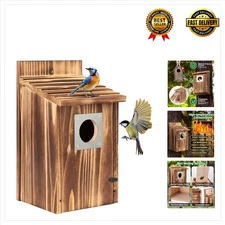 Charming Cedar Bird House with Stainless Steel Guard for Backyard Birdwatching