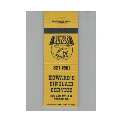 Matchbook Cover Sinclair Gas Station Howard's Sinclair Service Norman OK #2