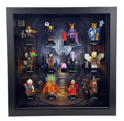 Displayrahmen für LEGO 71047 Dungeons & Dragons inkl. der 12 Minifiguren Schwarz