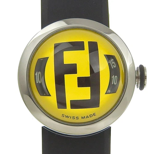OROLOGIO DA DONNA FENDI BOOTHRA 8010L DATA SS GOMMA ARGENTO QUARZO ANALOGICO QUADRANTE GIALLO