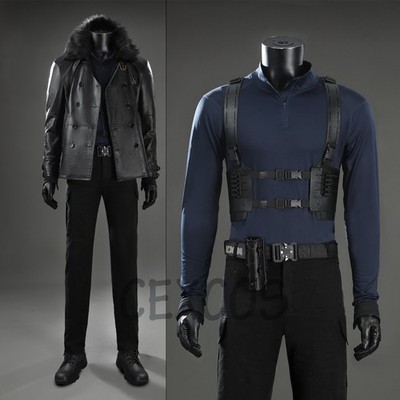 Resident Evil Requiem  Leon Cosplay Costume Black Leather Coat Shoes Halloween