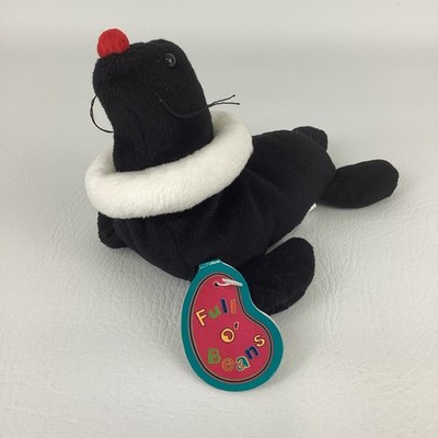 Avon Full O' Beans Juggler Black Seal Plush Stuffed Animal Toy Vintage 1997 Tags